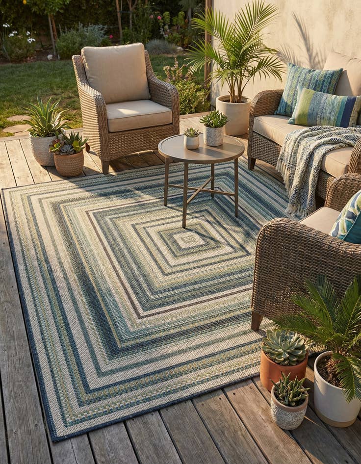 Detail image of 5' 3 x 5' 3  Washable Baja Indoor / Outdoor Square Rug