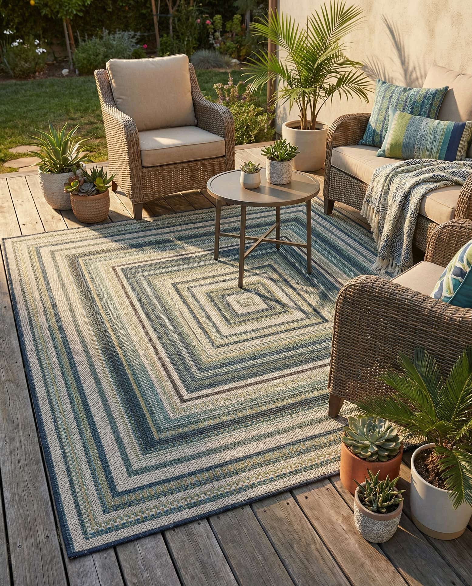 5' 3 x 5' 3 Easy-Clean Baja Indoor / Outdoor Square Rug