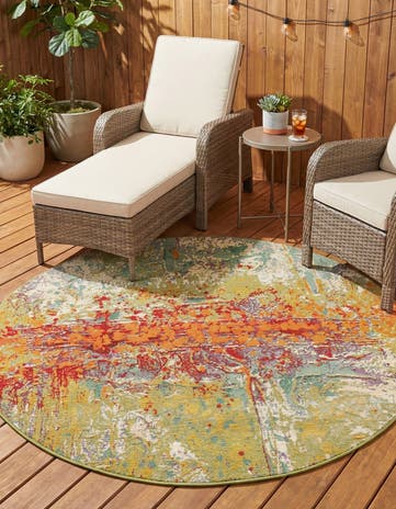 5' x 5' Easy-Clean Modern Indoor / Outdoor Round Rug
