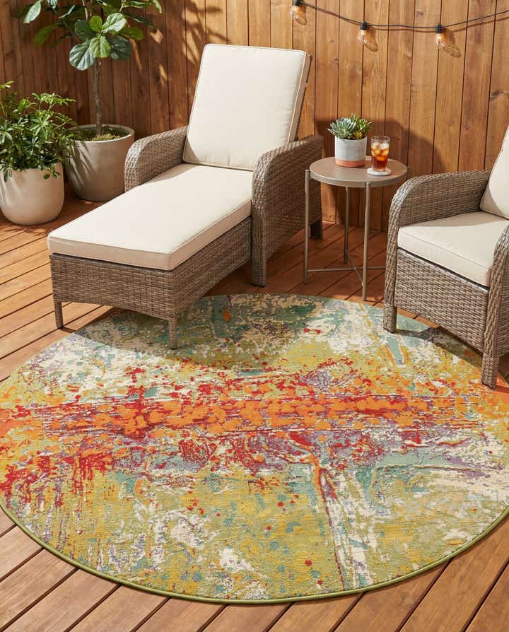 5' x 5' Easy-Clean Modern Indoor / Outdoor Round Rug