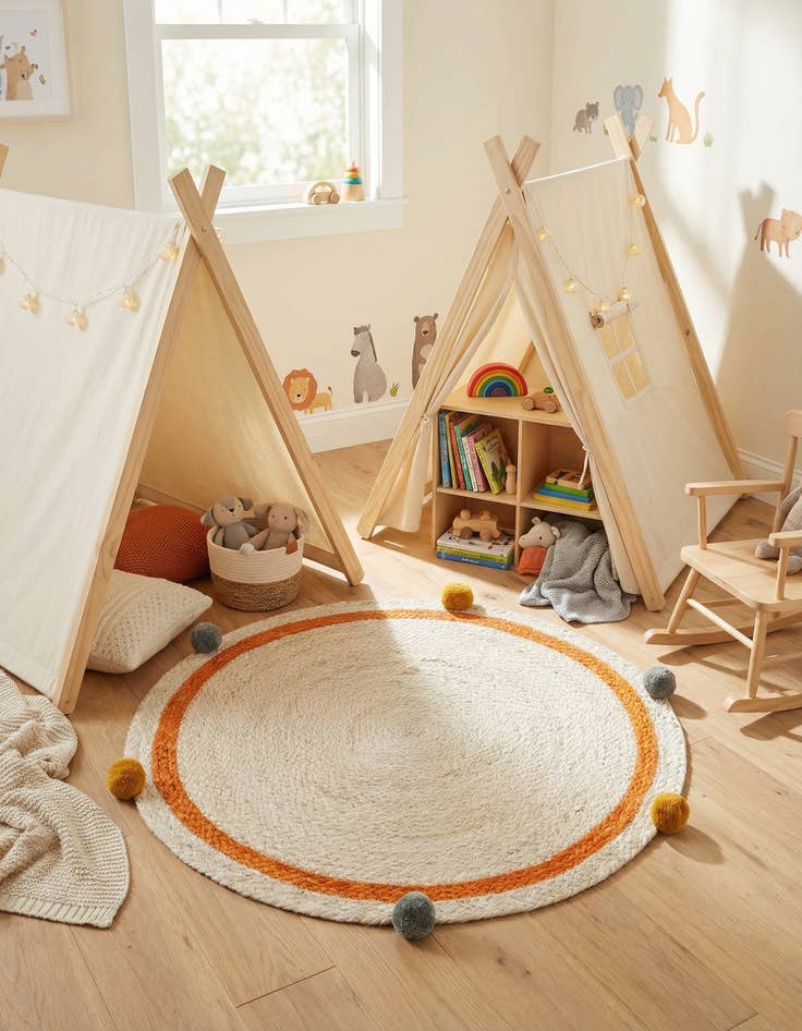 Detail image of 2' x 2'  Hand Braided Kids Braided Jute Round Rug