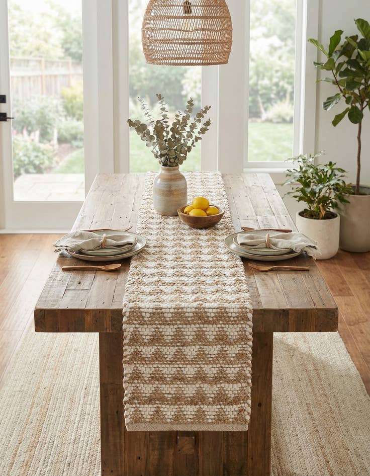 Detail image of  1' 2 x 4' 1  Hand Woven Chindi Jute Table Runner Rug