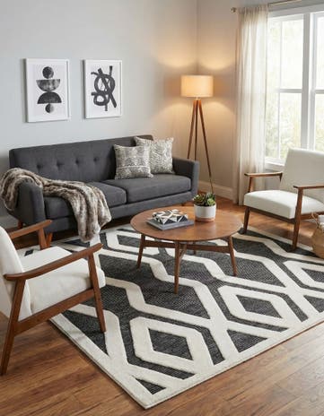 Gray Prismatic Square Rug