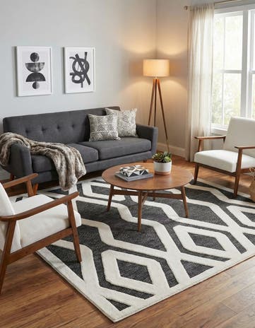 Gray Prismatic Square Rug