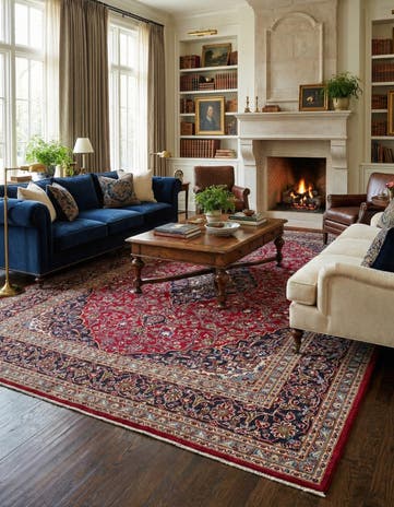 10' x 12' 9 Hand Knotted Mashad Persian Wool Rug