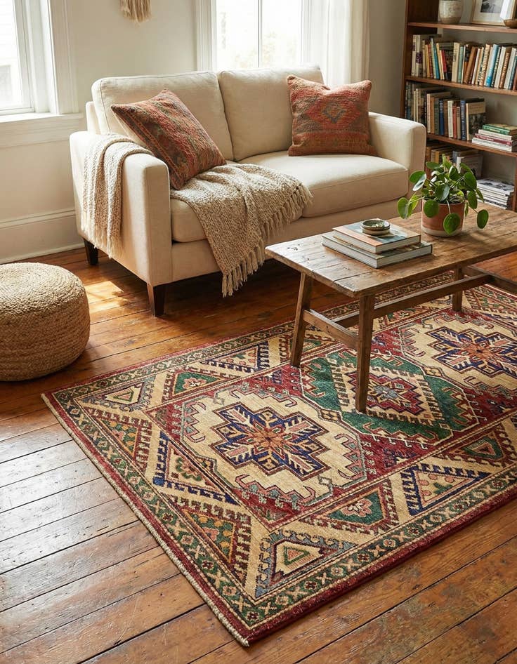 Detail image of 3' x 4' 10  Hand Knotted Kazak Rug