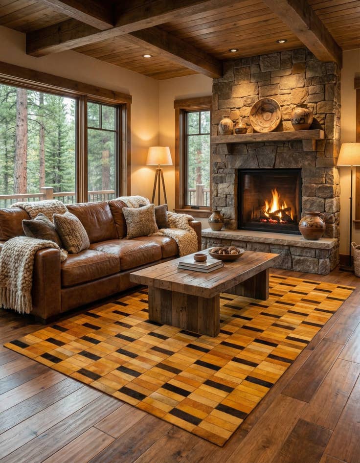 Detail image of  5' 1 x 7' 11 Cowhide - Patchwork Rug