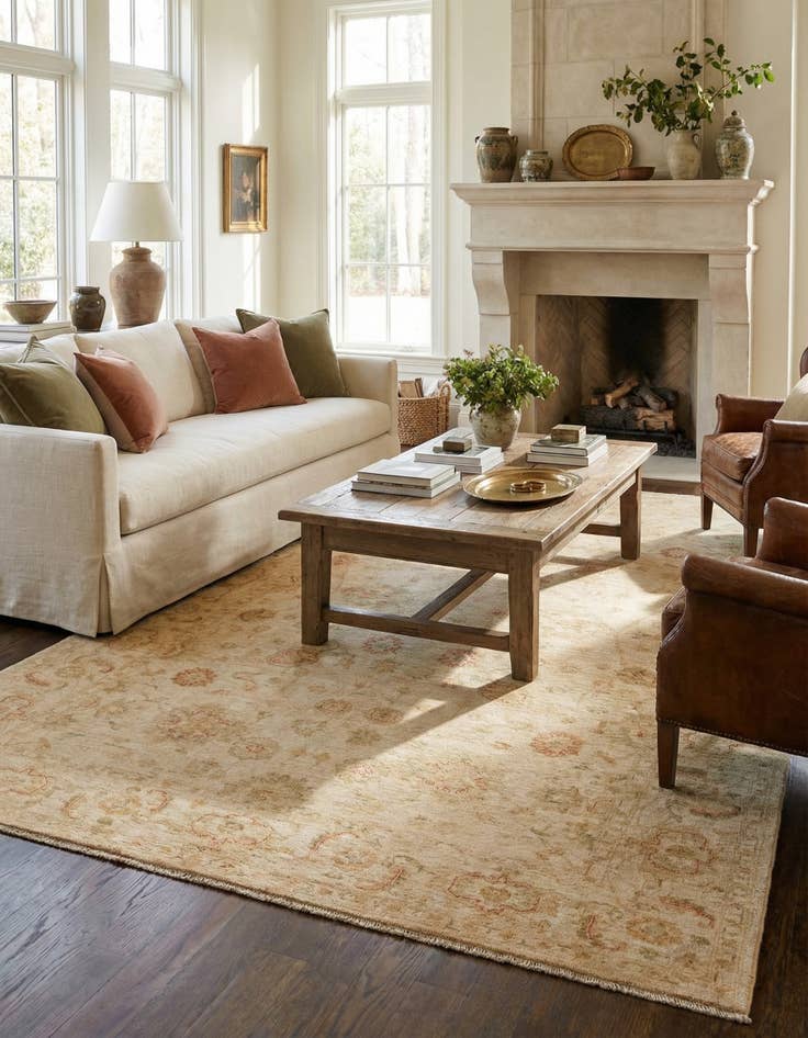 Detail image of  6' 8 x 10'  Hand Knotted Peshawar Ziegler Rug