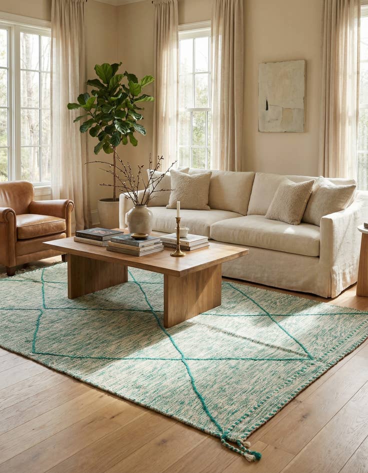 Detail image of 5' x 8'  Hand Knotted Moroccan Wool Rug