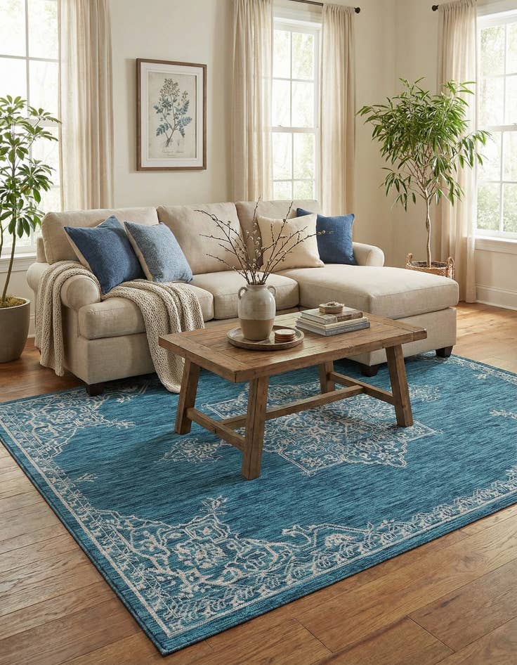 Detail image of 7' x 10'  Washable Traditional Indoor / Outdoor Rug