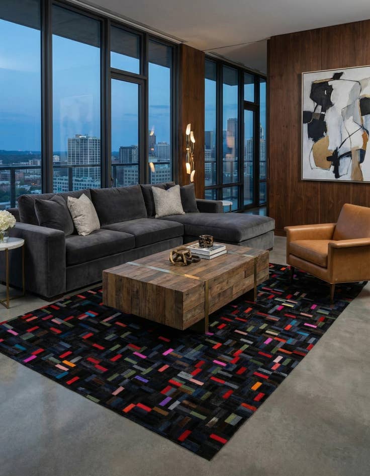 Detail image of  5' x 7' 11 Cowhide - Patchwork Rug