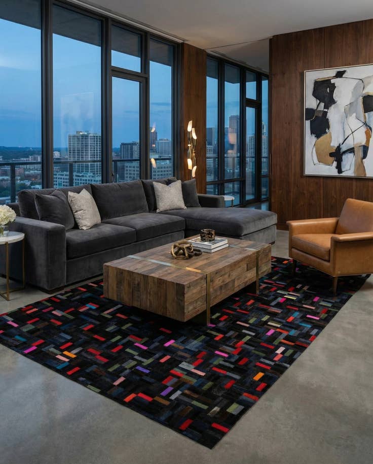 Detail image of 5' x 7' 11 Cowhide - Patchwork Rug