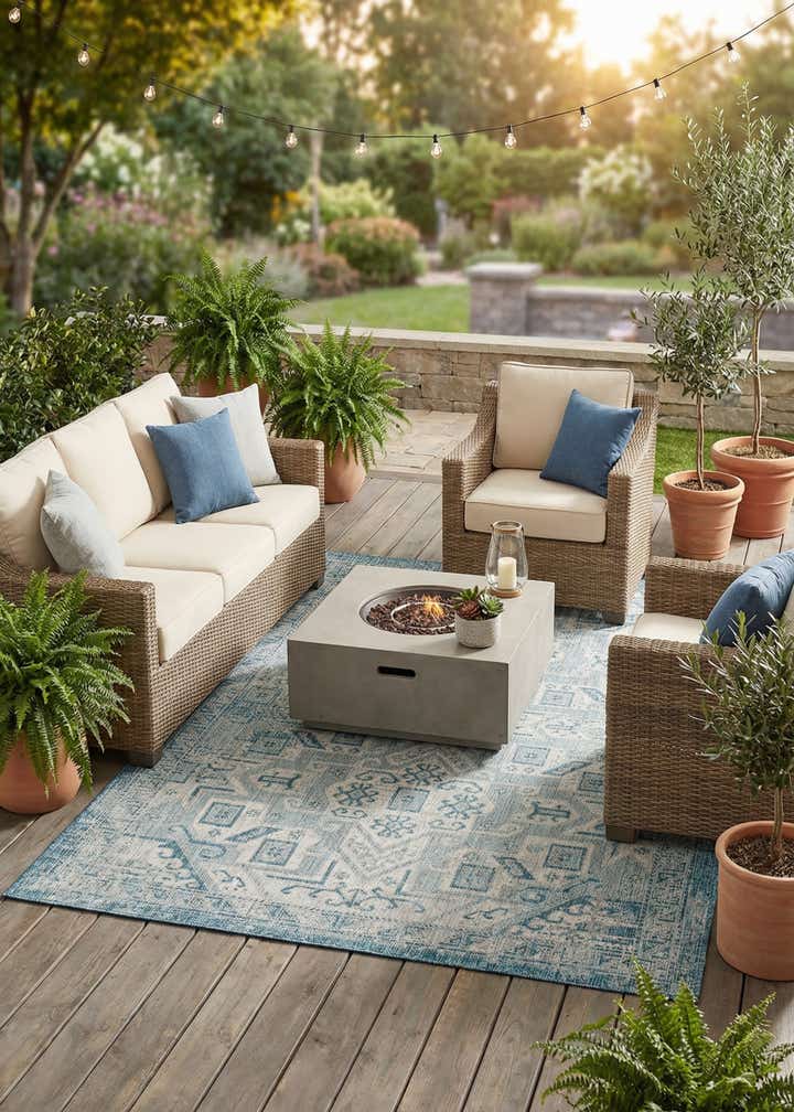7' x 10' Easy-Clean Aztec Indoor / Outdoor Rug