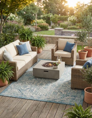 7' x 10' Easy-Clean Aztec Indoor / Outdoor Rug