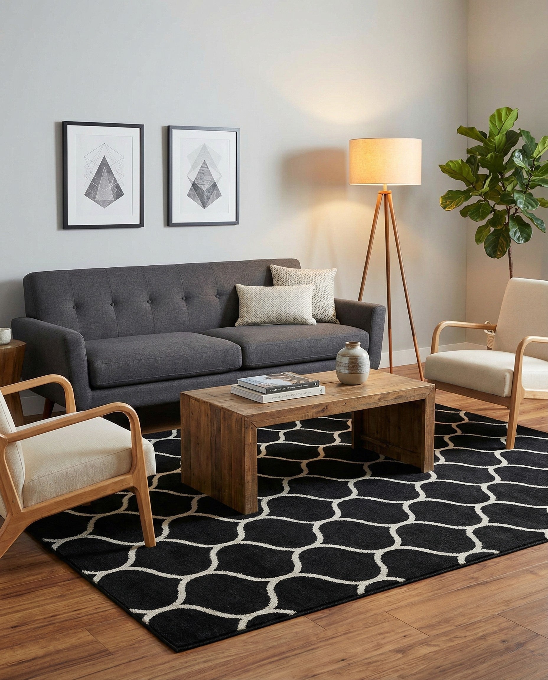  6' x 9' Lattice Frieze Rug