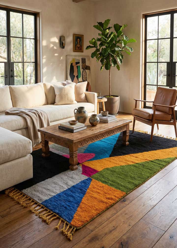 6' 7 x 9' 8 Hand Knotted Moroccan Wool Rug