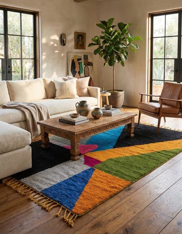 6' 7 x 9' 8 Hand Knotted Moroccan Wool Rug