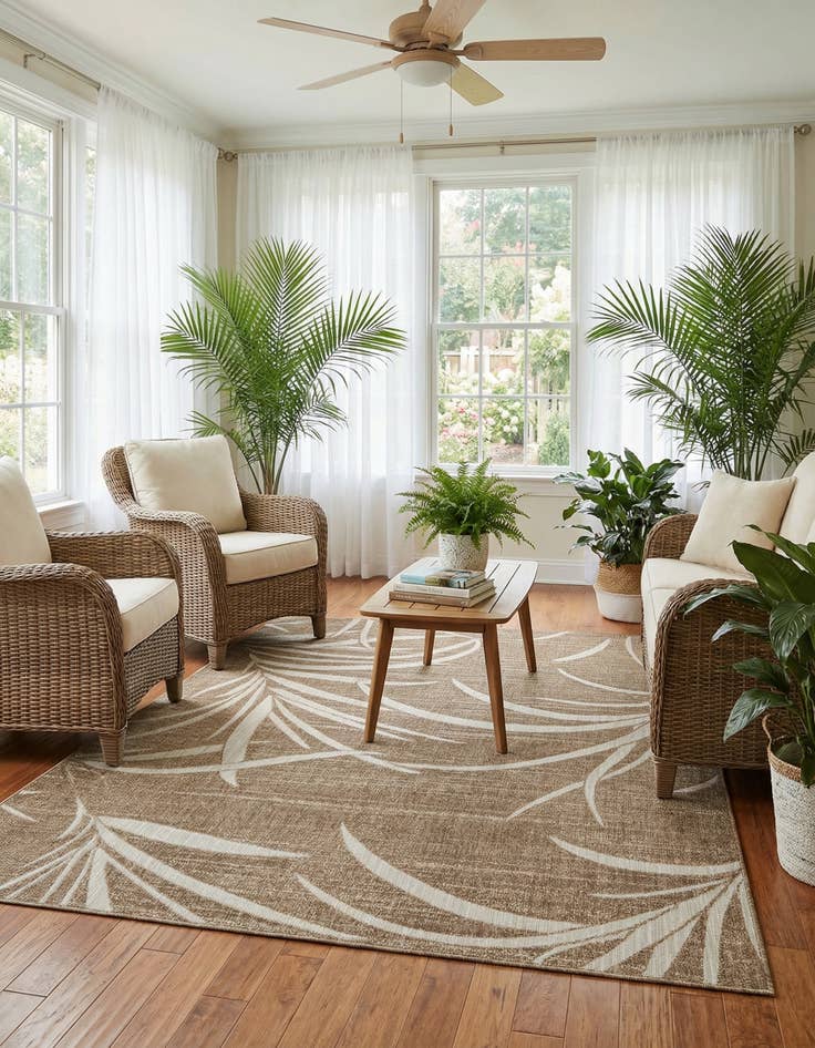 Detail image of 8' x 10'  Washable Botanical Indoor / Outdoor Rug