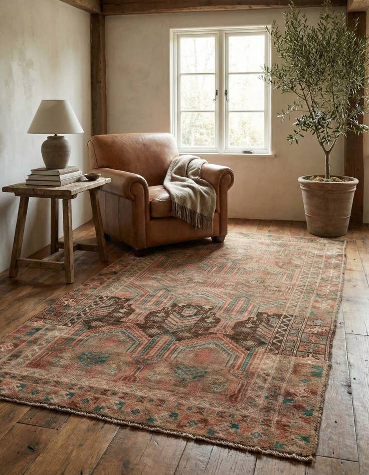 Detail image of  3' 7 x 7' 6  Hand Knotted Ultra Vintage Persian Wool Runner Rug