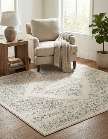 White Isabella Square Rug