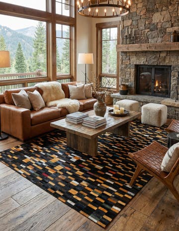 5' 2 x 7' 10 Cowhide - Patchwork Rug