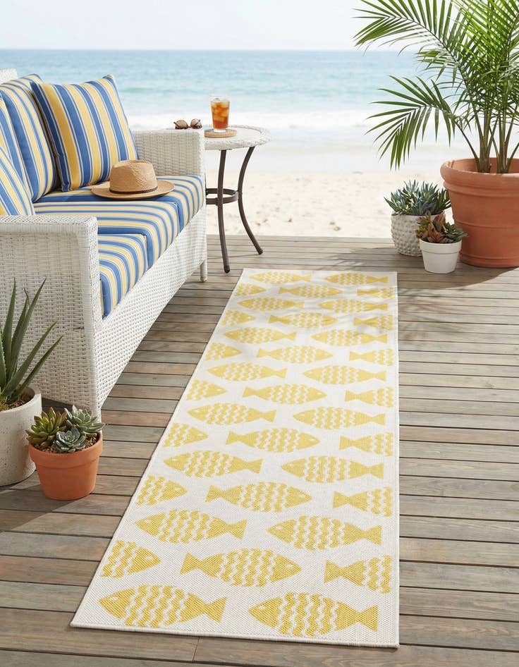 Detail image of 2' x 8'  Washable Coastal Indoor / Outdoor Runner Rug