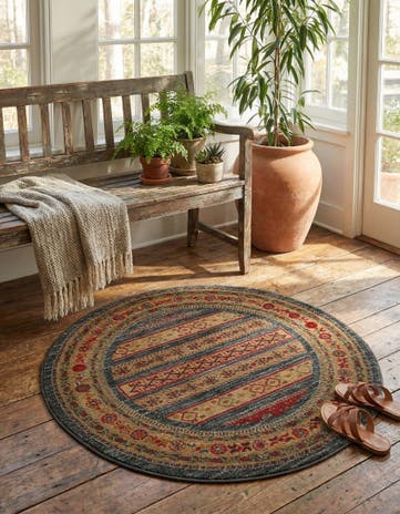 3' x 3' Kashkuli Gabbeh Round Rug