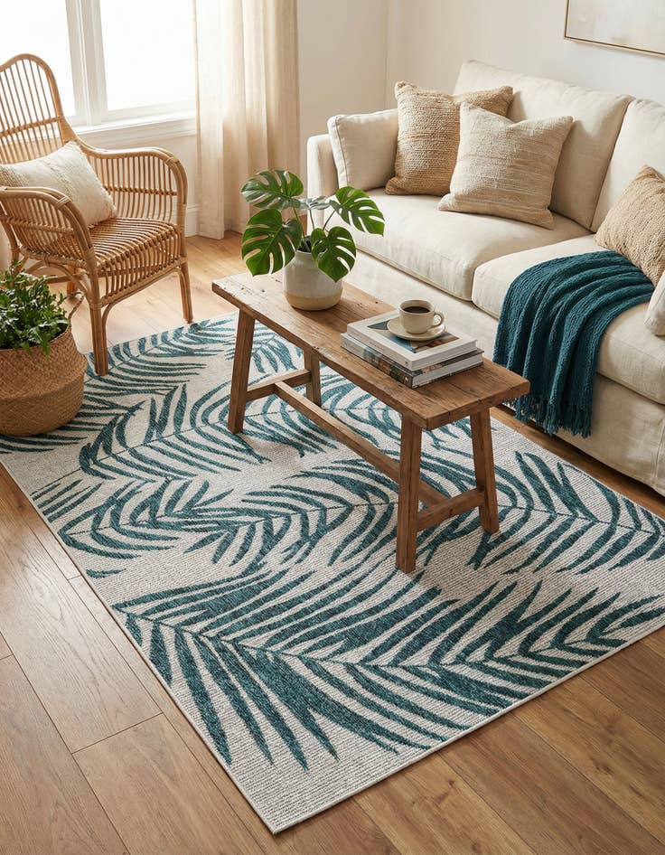 Detail image of 4' x 6'  Washable Botanical Indoor / Outdoor Rug