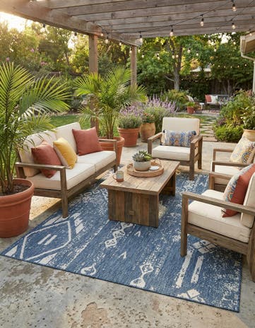 7' 10 x 10' Easy-Clean Bohemian Indoor / Outdoor Rug
