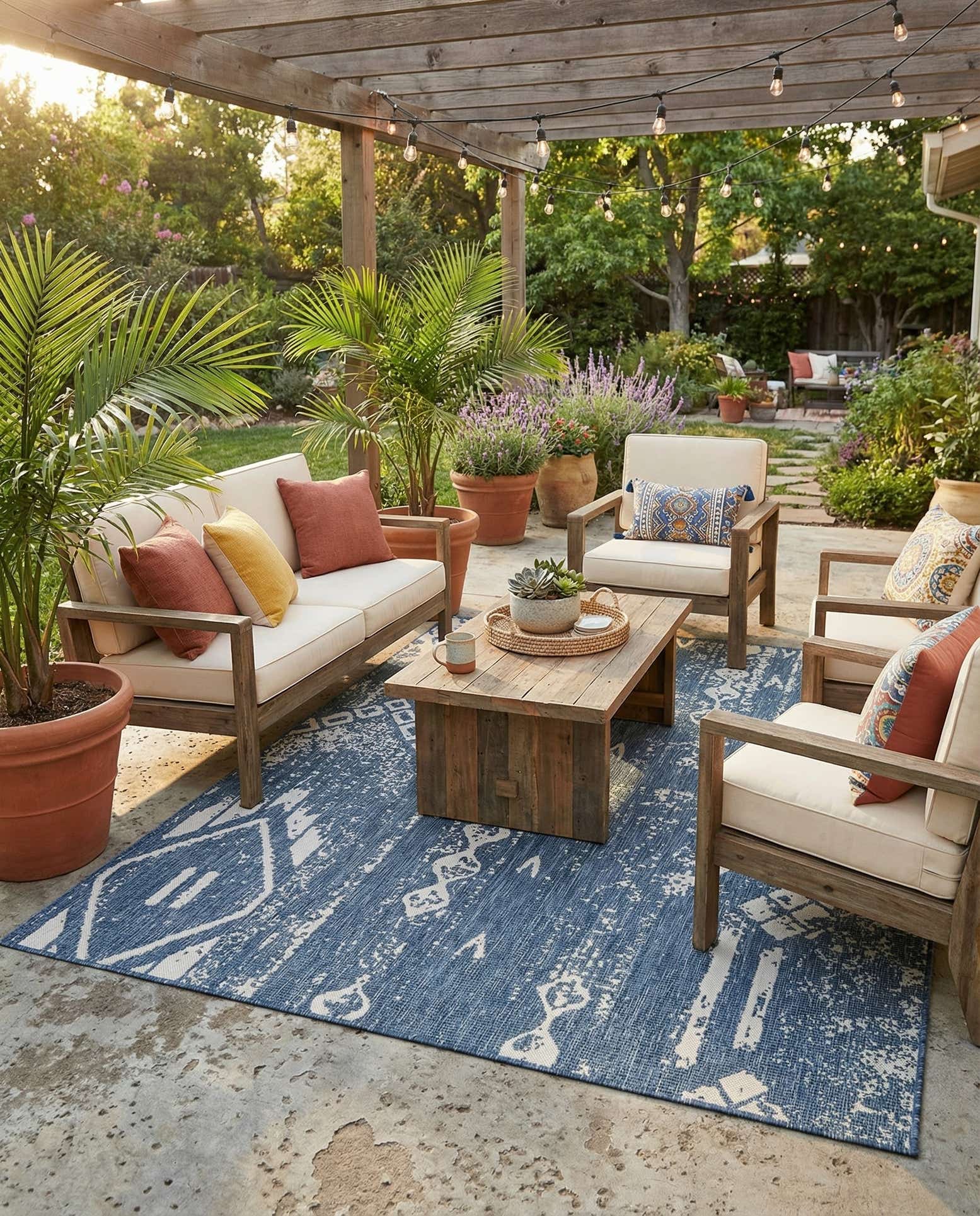 7' 10 x 10' Easy-Clean Bohemian Indoor / Outdoor Rug