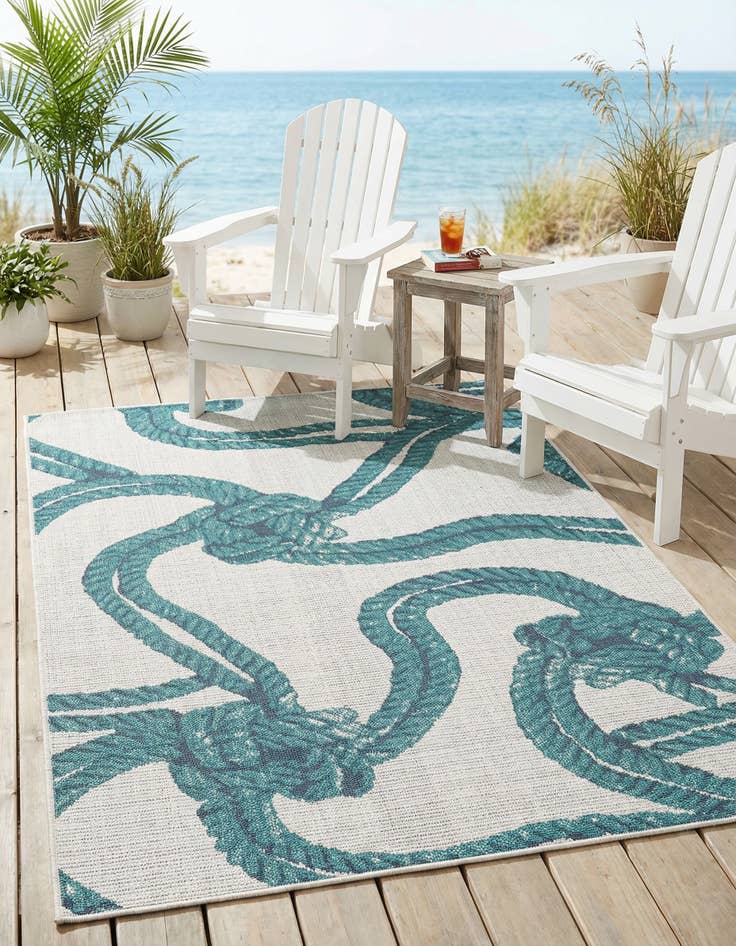 Detail image of 4' x 6'  Washable Coastal Indoor / Outdoor Rug