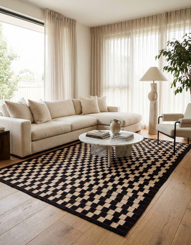 Detail image of 6' 9 x 9' 5  Hand Woven Kilim Modern Wool Rug