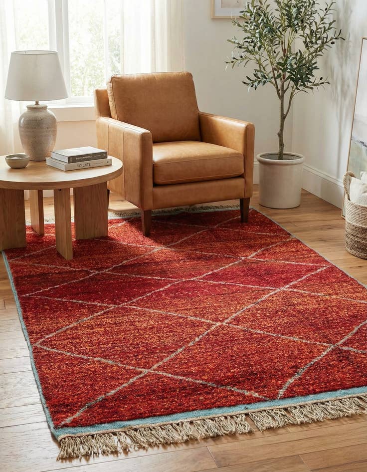 Detail image of 5' 1 x 8' 2  Hand Knotted Moroccan Wool Rug