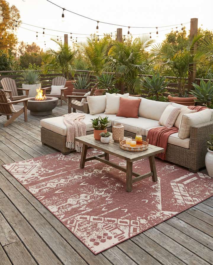 10' 8 x 10' 8 Easy-Clean Bohemian Indoor / Outdoor Square Rug