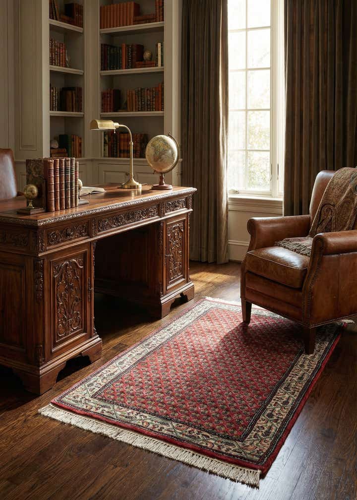 2' 7 x 4' 7 Hand Knotted Mir Wool Rug