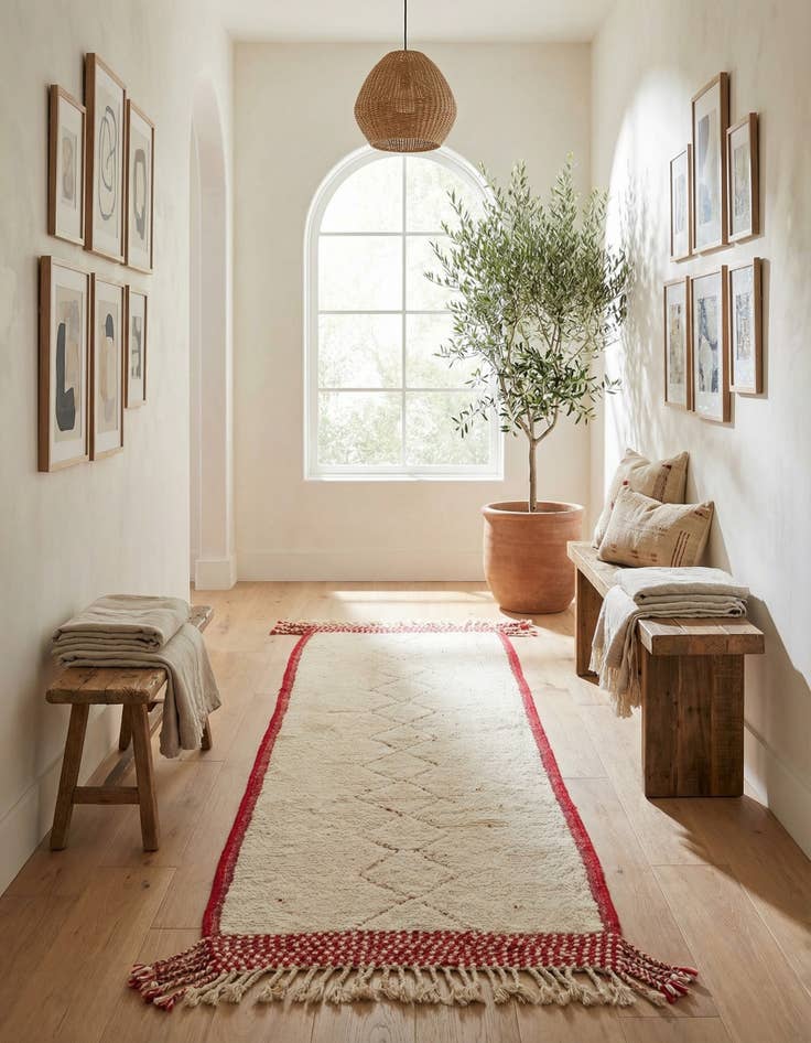 Detail image of 3' x 9'  Hand Knotted Moroccan Wool Runner Rug