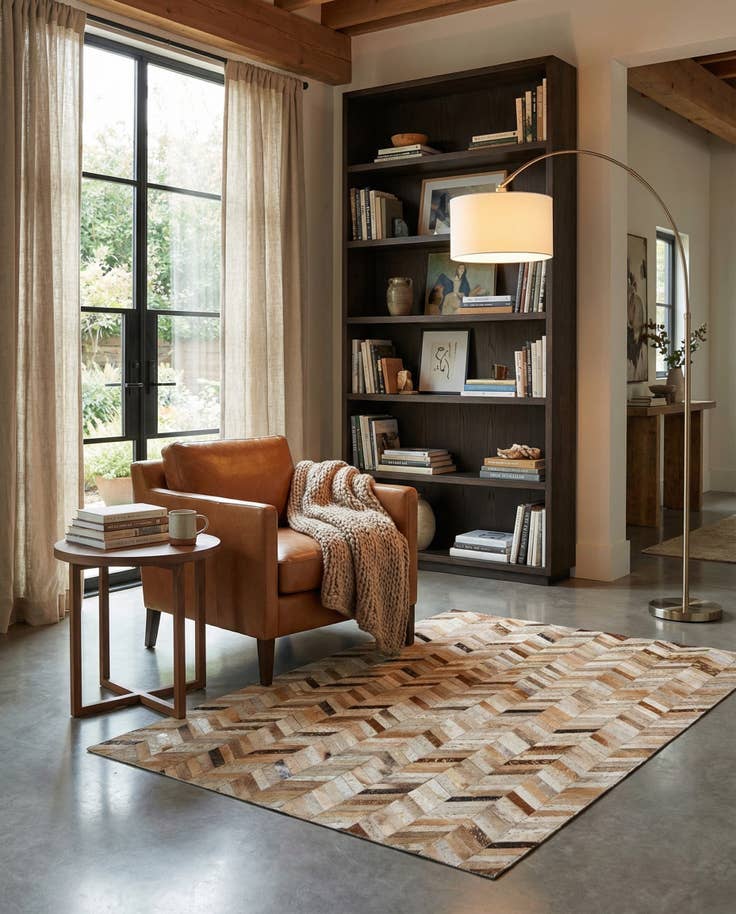 Detail image of 5' 1 x 8' 1 Cowhide - Patchwork Rug