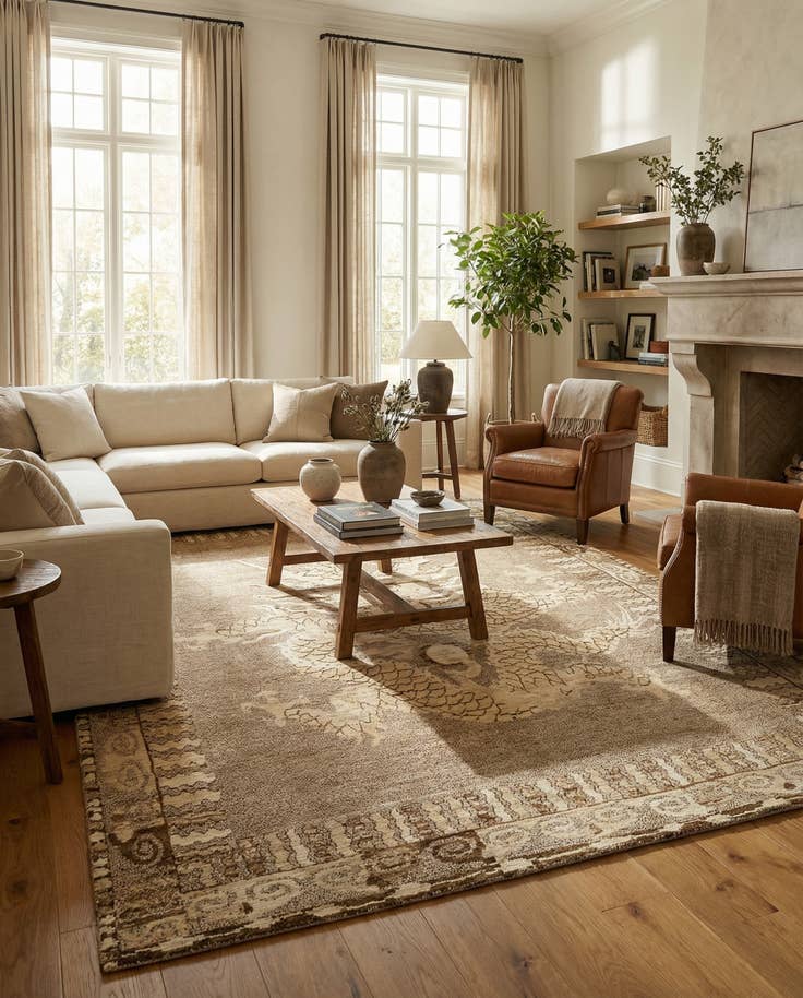 Detail image of 10' 5 x 14' 4 Hand Knotted Beni Marok Rug