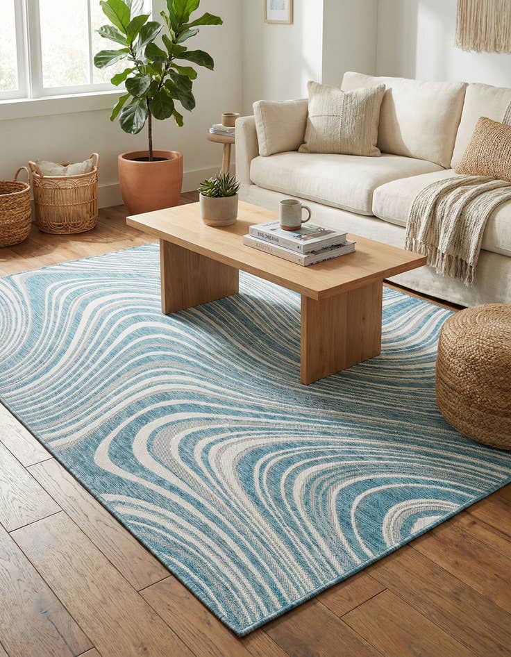 Detail image of 6' x 9'  Washable Modern Indoor / Outdoor Rug