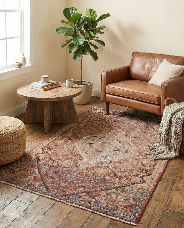 3' 4 x 4' 9 Hand Knotted Ultra Vintage Persian Wool Rug