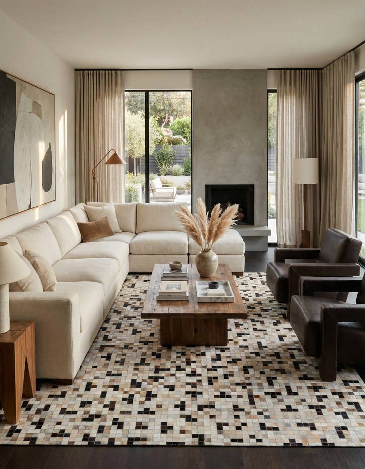 Detail image of  8' 2 x 10' Cowhide Leather Rug