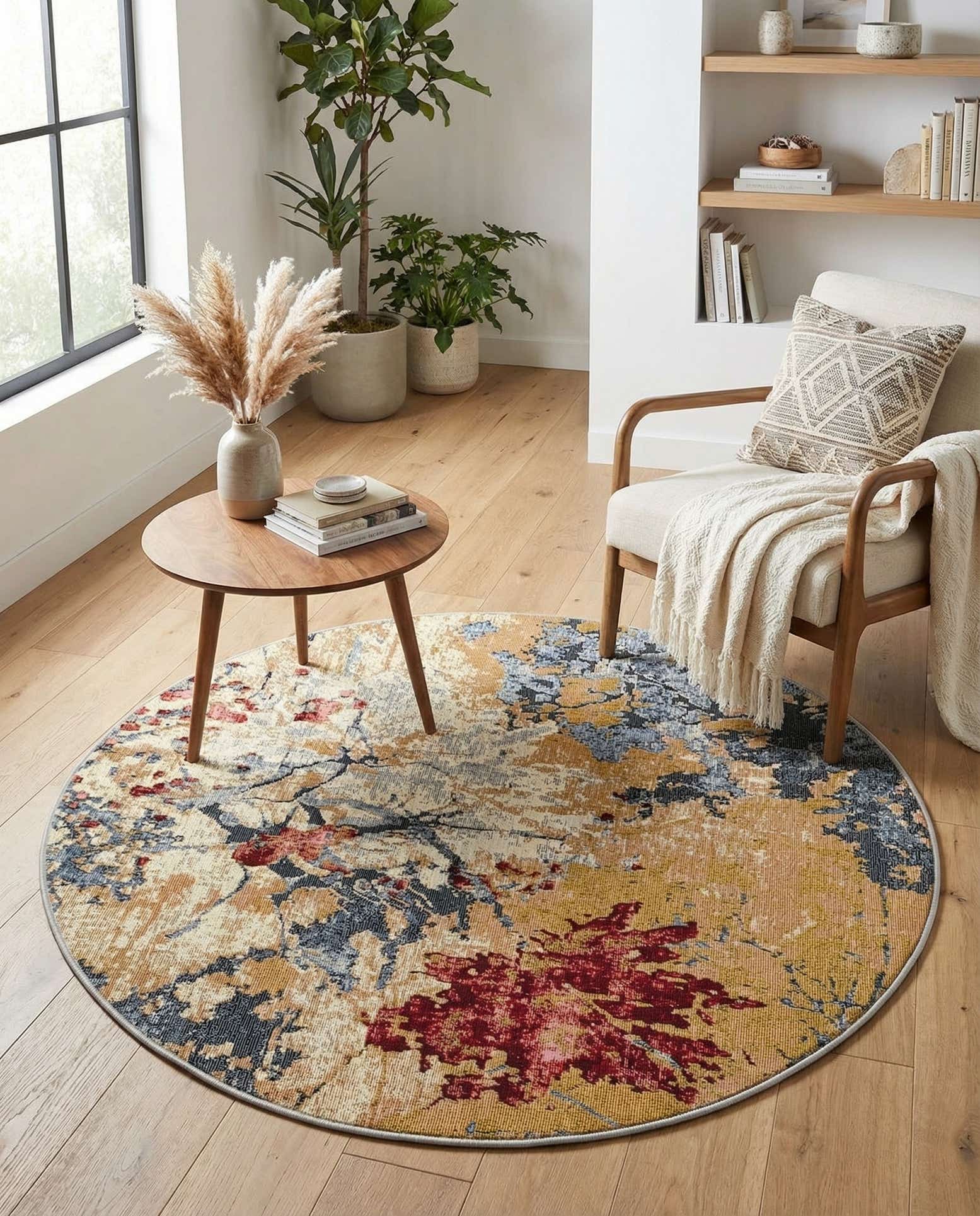 4' x 4' Easy-Clean Modern Indoor / Outdoor Round Rug
