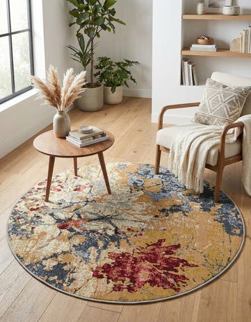 4' x 4' Easy-Clean Modern Indoor / Outdoor Round Rug