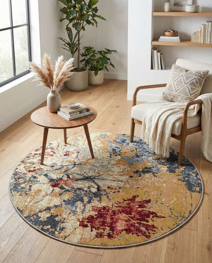 4' x 4' Easy-Clean Modern Indoor / Outdoor Round Rug