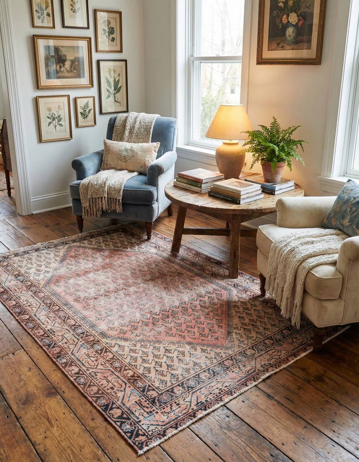 Detail image of 4' 2 x 6'  Hand Knotted Ultra Vintage Persian Wool Rug