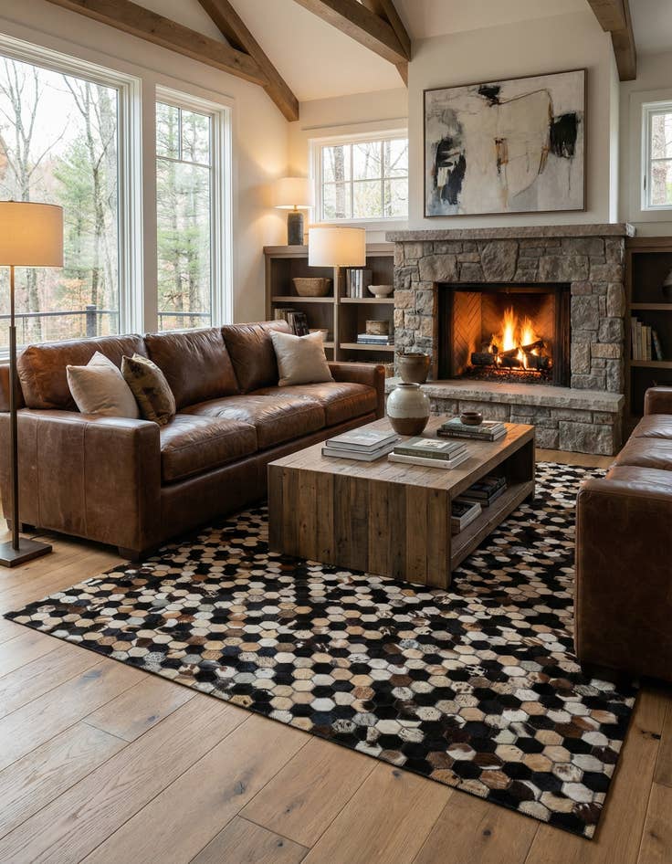 Detail image of 5' x 8' Cowhide - Patchwork Rug