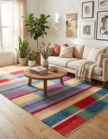 6' 8 x 9' 9 Hand Woven Kilim Modern Wool Rug