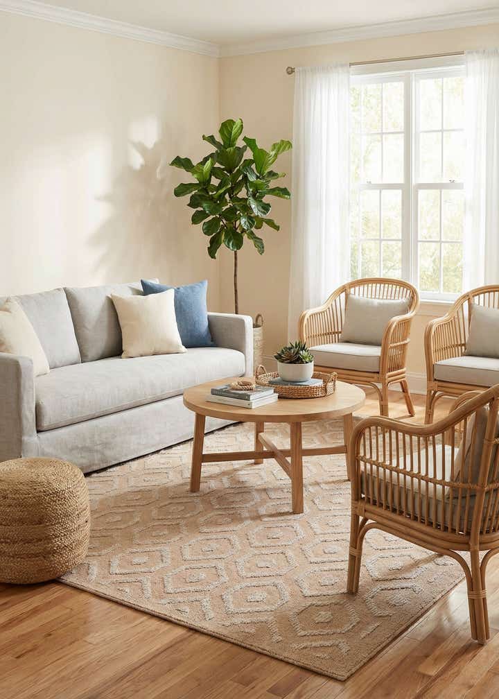 6' x 9' Easy-Clean Trellis Textured Indoor / Outdoor Rug