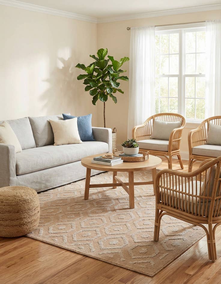 Detail image of 6' x 9'  Washable Trellis Textured Indoor / Outdoor Rug