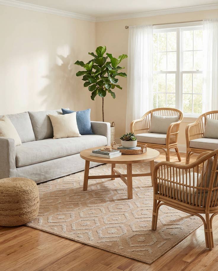 Detail image of 6' x 9' Easy-Clean Trellis Textured Indoor / Outdoor Rug